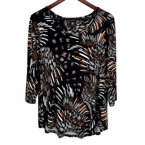 JM Collection Plus Size 1X Black Stretchy Blouse Shirt Top Business Winter Cozy